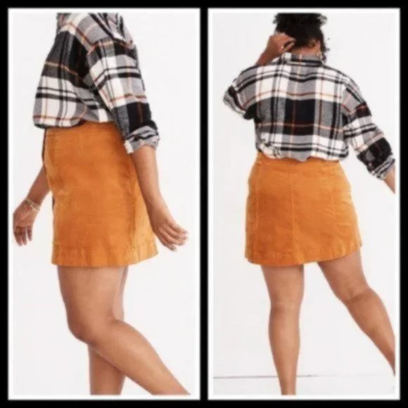Madewell Velveteen A-Line Mini Skirt Button-Front NWT - Picture 2 of 5